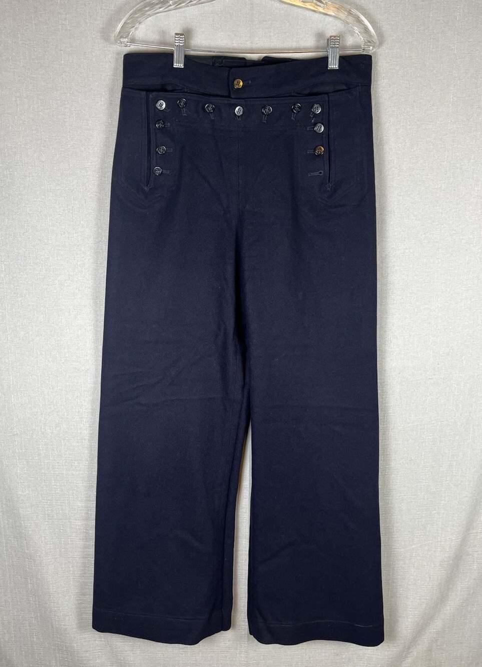True VTG US Navy Malone Wool Flared Pants Size 32R 13 Button 30" inseam *READ*